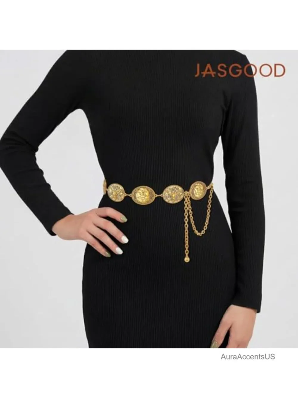 Western Concho Metal Belt Women Cowgirl Bull Chain Waist Belt Dresses Jeans